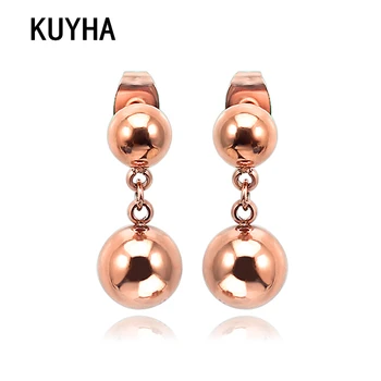 

Two Ball Pattern Jewelry Stud Earrings for Women Men Fashion Elegant Rose Gold 6/8mm Diameter Brincos 1 Pair Hot Sale