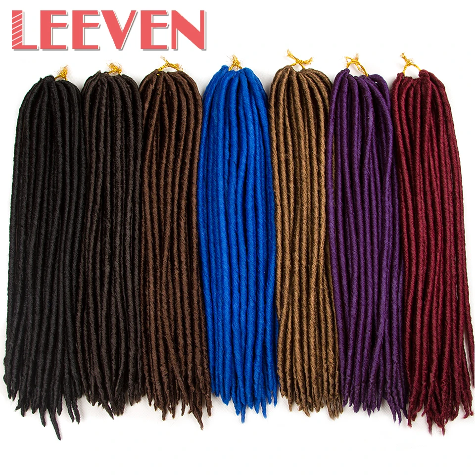 

Leeven 18'' 24strands 100g Dread Faux Locs Synthetic Braiding Hair Extension High Temperature Fiber Crochet Braid For Women 1PCS