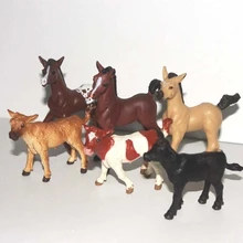 6pcs/set Simulation animal model toy scene Decoration little horse Colts and calvespvc figure
