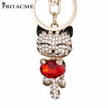 PRO ACME Crystal Rhinestone Metal Cat Keychain Novelty Gifts Couple Key Chain Car Key Ring Women