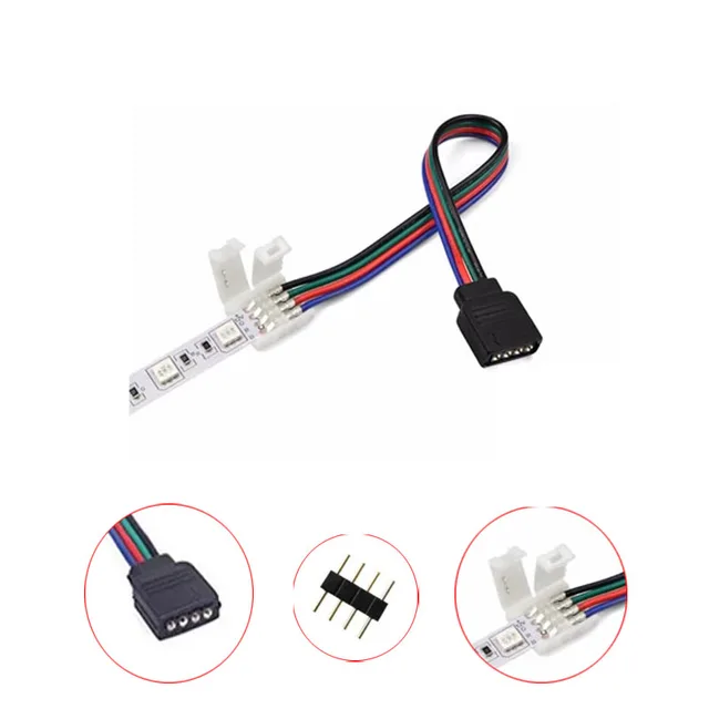 15cm 5050 RGB 4 pin LED Strip Light connectors Strip to Power Adaptor 4 Conductor 10mm Wide 15cm 5050 RGB 4 pin LED Strip Light connectors Strip to Power Adaptor 4 Conductor 10mm Wide
