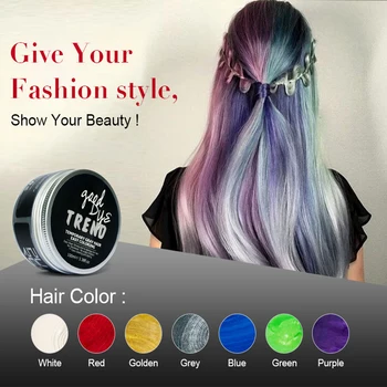 

PURC 100ml Temporary Hair Dye Disposable Fashion Molding Coloring Mud Cream Grey Red Grey White Yellow Green Blue Hair Color Wax