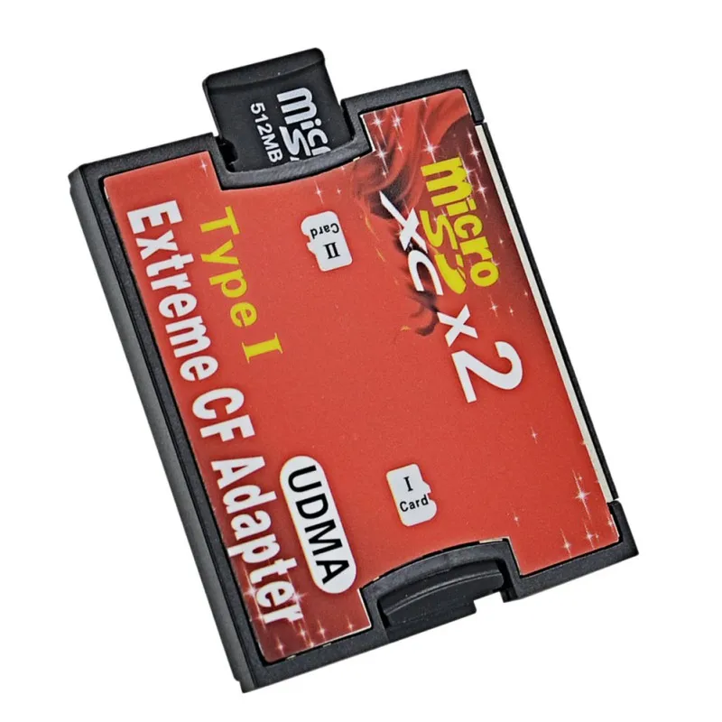 Красный двойной слот Micro SD SDHC SDXC TF для CF адаптер Micro SD для экстремальной компактной вспышки тип I карты конвертер - Цвет: dual card