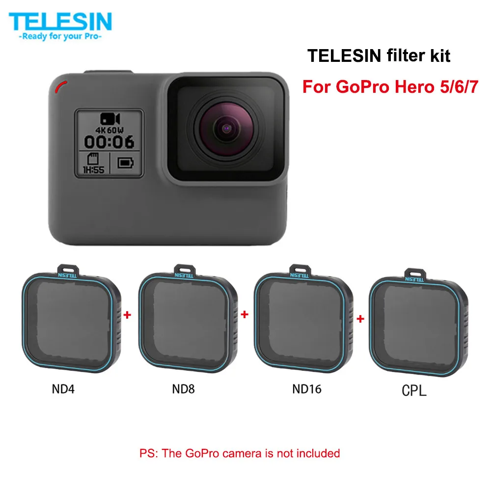 

TELESIN CPL Polarizing Polarizer Action Camera Lens Filter ND4 ND8 ND16 Filters Lens Set for GoPro Hero 5 Hero 6 Hero 7 ( Black)