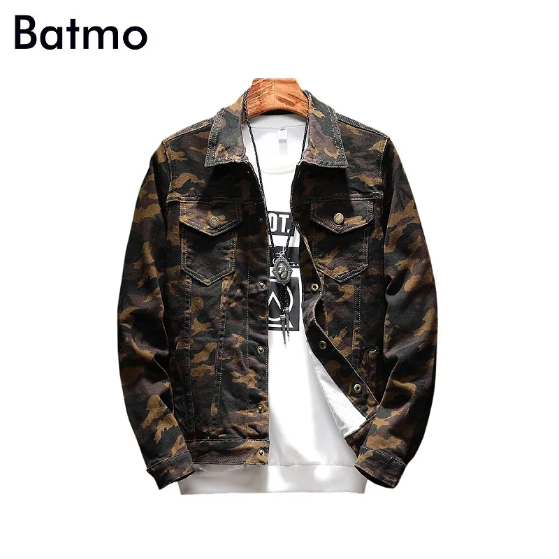

Batmo 2019 new arrival spring high quality camouflage casual denim jacket men,men's casual jakcet size M to 5XL T90