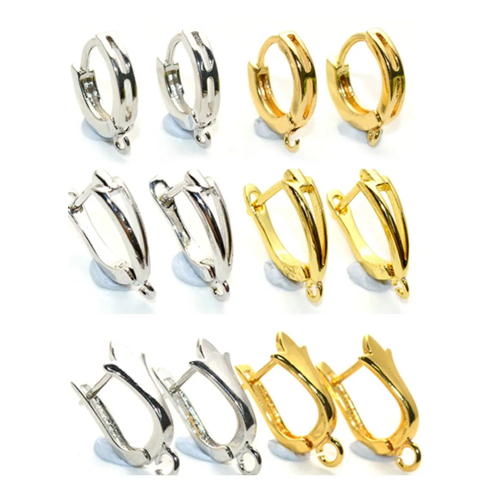 

Many Styles Gold Silver Plating Earrings DIY Making Findings & Components Round Circle Shield Shape Earring Hooks 50pcs/lot