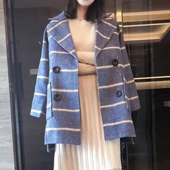 

2020 winter new woolen coat female long section Korean version loose women outwear J9180