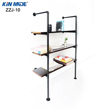 

KINMADE Industrial Pipe Floating Shelf Display Rack Rustic Storage Shelf 3 Tier Wall Mount 4 layer Ceiling Mounted