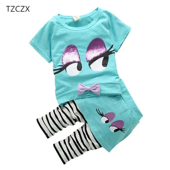 TZCZX Summer Children girls Sets Novelty Kids clothing,Two color yellow/blue,For 12M to 4T 4t to 16t kids