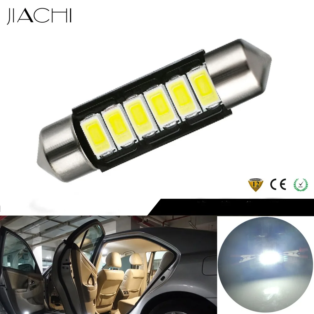 JIACHI 100 x автоматический светодиодный гирлянда C5W 39 мм 5730SMD 6 сменный светильник для