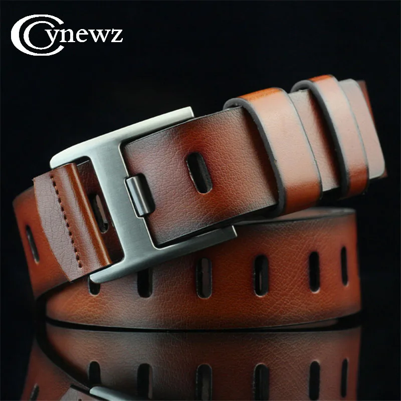 

Vintage Personality Mens Belt For Jeans Luxury Designer Belts Men High Quality Cinturones Brown Pin Buckle Lether Belts 110cm