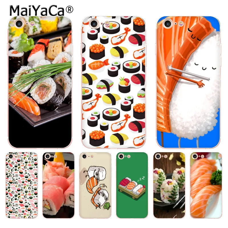 MaiYaCa японские вкусные суши DIY Окрашенные аксессуары для телефона чехол iPhone 8 7 6 6S