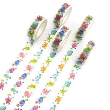 

1 PCS Creative Marine Organisms Washi Tape Adhesive Paper Tape School Office Supplies DIY Scrapbooking Decorative Sticker Tape