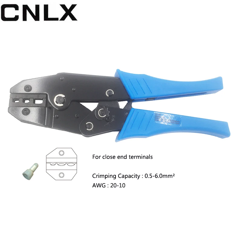 

CNLX LX-103 ratchet terminal crimping tools european style crimping plier for close end terminals 0.5-6mm2 20-10AWG crimping cap