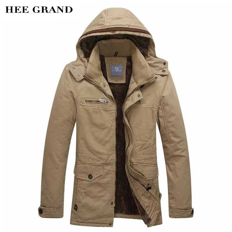 

HEE GRAND Men's Winter Thick Jacket Parkas Casual Style Warm Padded Mid-Long Stretch Winter Coat High Quality MWM1312