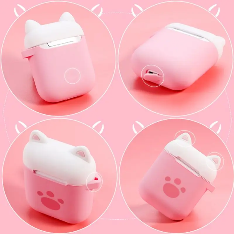 

Cute Cat Claw Lovely Heart Soft Silicone Shockproof Cover Protective Case Skin Shell For AirPods Earphone