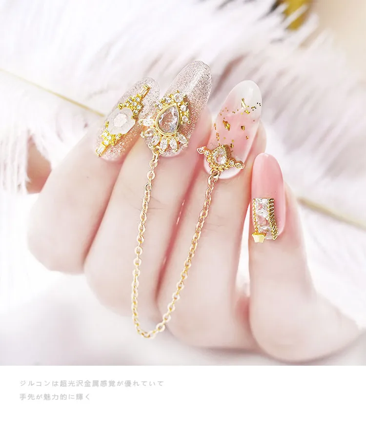 Высококачественные роскошные циркониевые Хрустальные Стразы для ногтей, золотые украшения для дизайна ногтей из сплава, Модные Цепочки, Ювелирные украшения с кисточками