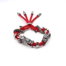 Новые женские и мужские винтажные браслеты из красной веревки и браслеты с головой дракона, модные ретро персональные животное, амулет, браслет, подарки на день рождения