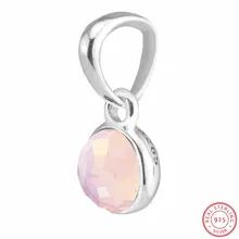 Молочный розовый кристалл октября подвеска «капелька» бусины для самостоятельного изготовления ювелирных изделий Fit PANDORA Подвески Серебро 925 FL506-10