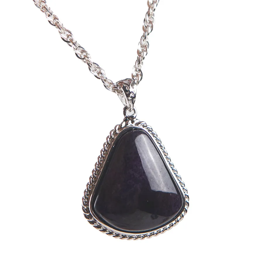

Fashion Sterling Silver Jewelry Pendants Natural Sugilite Gem Crystal Teardrop Stone Beads Pendant Necklace Female 33*18*10mm