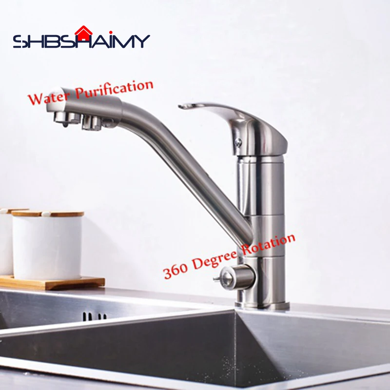 

Nickle Brushed Kitchen sink Faucet mixer Single Handle 360 Degree Rotation Water Purification Tap