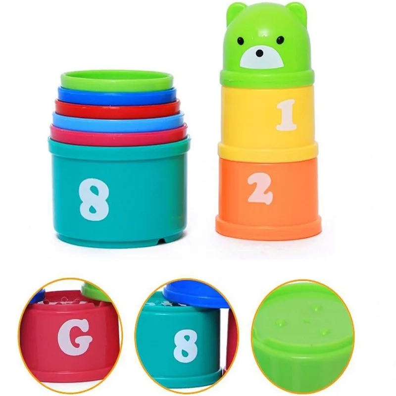 

Infant Toddler Baby Kids Play Educational Letters Piles Folding Cups Lovely Bear Cup Stacking Toys Gift 2019 Newest Hot