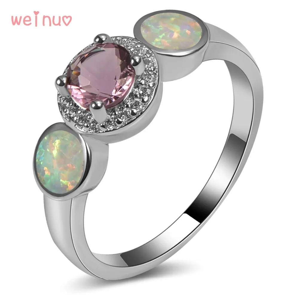 

Purple Crystal White Opal Ring 925 Sterling Silver Top Quality Fancy Jewelry Wedding Ring Size 5 6 7 8 9 10 11 A210