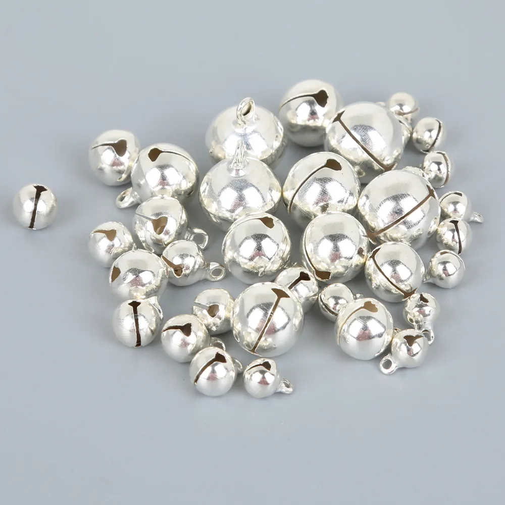 

6mm -14mm Silver loose beads small bell Christmas decoration pendants DIY jewelry handmade crafts accessories