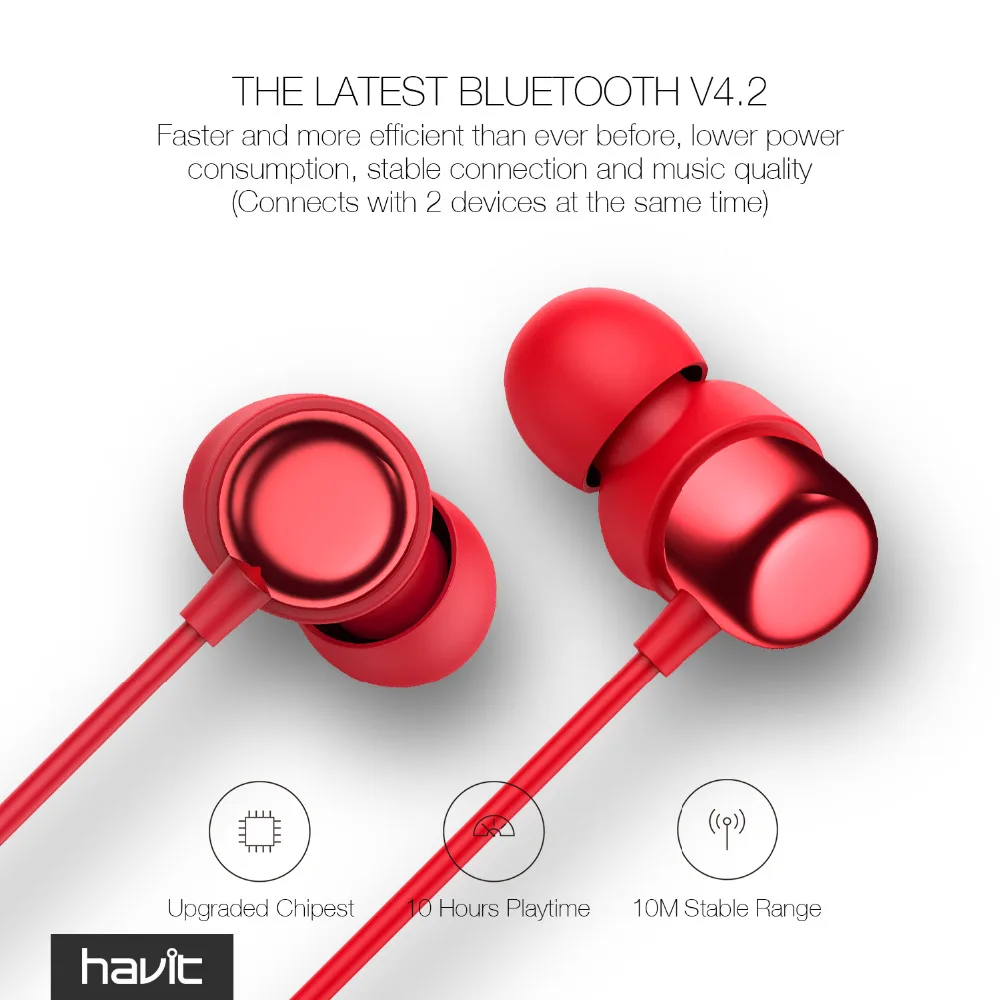 HAVIT Спортивные наушники Bluetooth V4.2 IPX5 с защитой от пота, магнитные затычки для ушей, Беспроводные водонепроницаемые стерео наушники с микрофоном I39