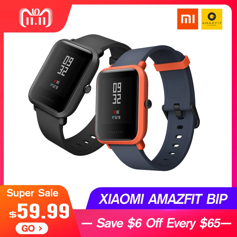 

English Version Xiaomi AMAZFIT Bip Huami Sports Smart Watch GPS Gloness Smartwath Waterproof Smartwatch for Mi Fit VS Mi band 3