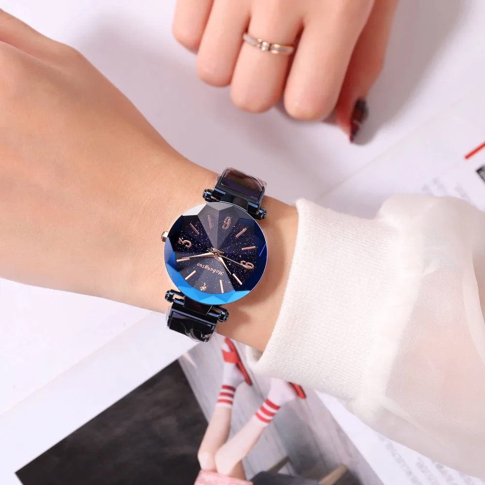 

2018 High Quality Fashion Diamond Watch Women Rose Gold Women Watches Quartz Starry Sky Watch Top Brand Luxury Ladies Watch