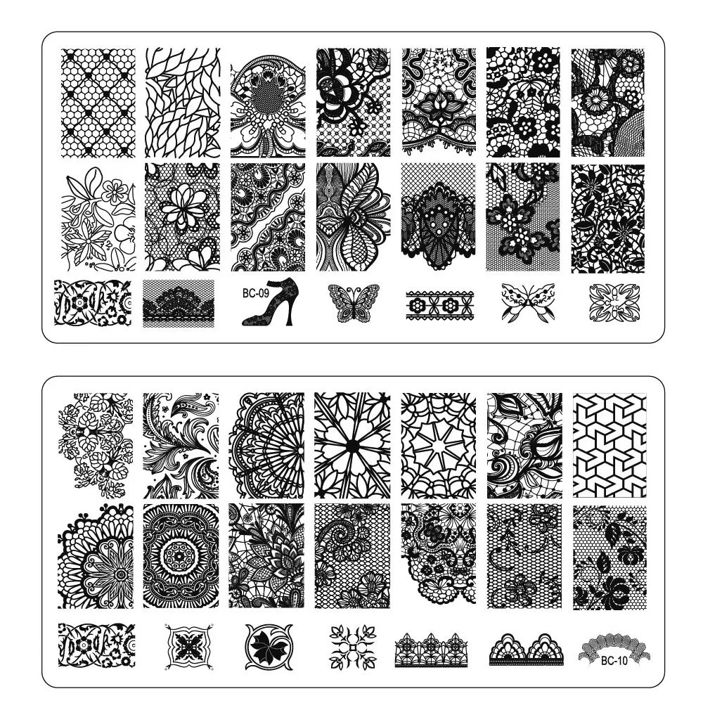 

1pcs NEW Lace Flowers Nail Art Stamp Stamping Image Plate 6*12cm Stainless Steel Template Polish Manicure Stencil Tool LABC01-20