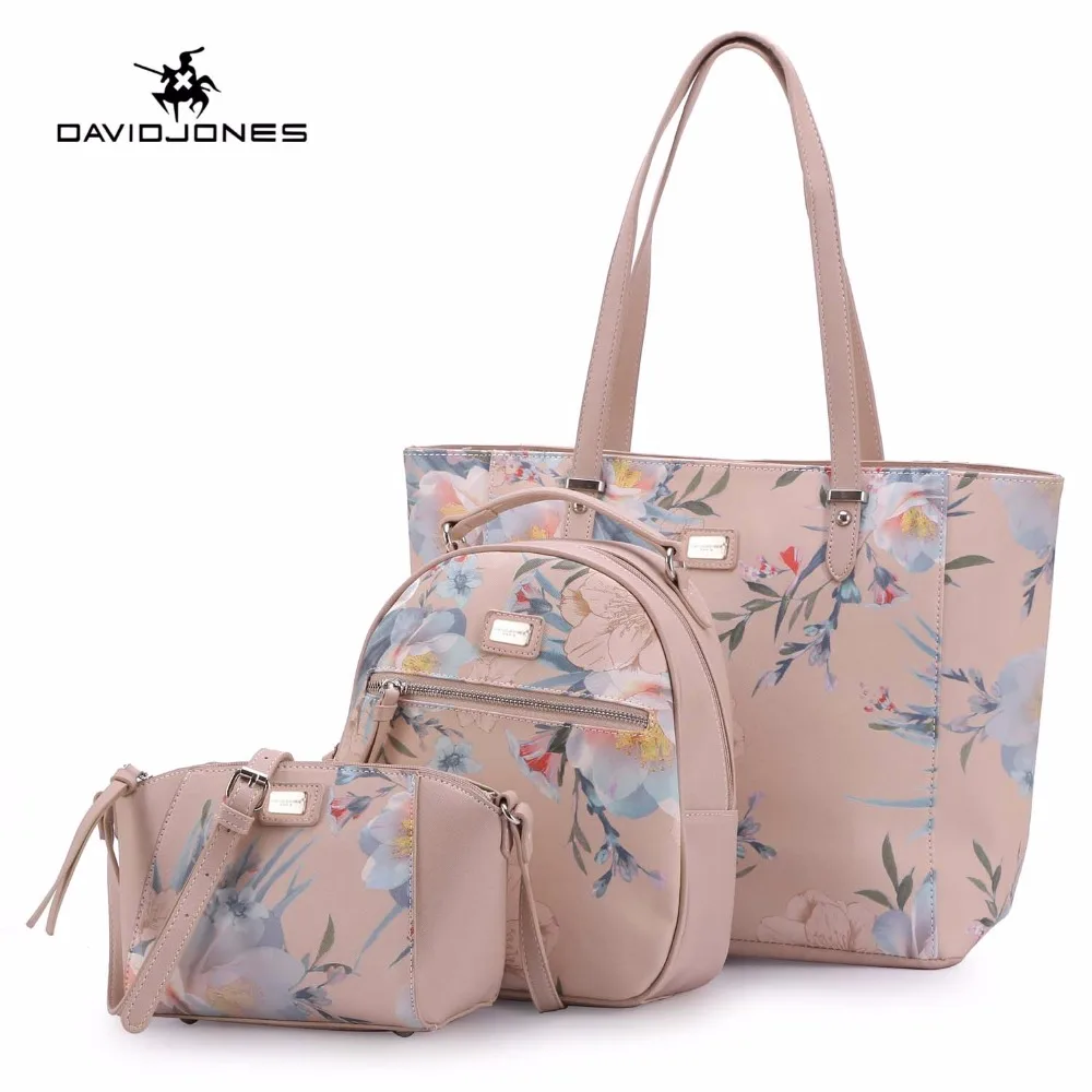 

DAVIDJONES Ladies 3 Pes Casual Crossbody Bags PU leather Crossbody Bag Solid Top Handle Bag Medium Femme Party Sac Bolsa