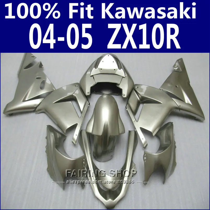 Литьевая форма для Kawasaki Ninja Обтекатели Zx10r 2004 2005 04 05 (чистое серебро) комплект обтекателей EMS бесплатно x66|fairing