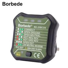 Borbede GFCI тестер розетки питания автоматическая электрическая схема полярности детектор напряжения настенный выключатель Finder