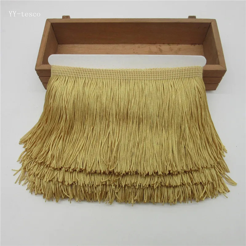 

10Yards 10cm Wide Lace Fringe Trim Tassel Tyrant gold Fringe Trimming For DIY Latin Dress Stage Clothes Accessories Lace Ribbon