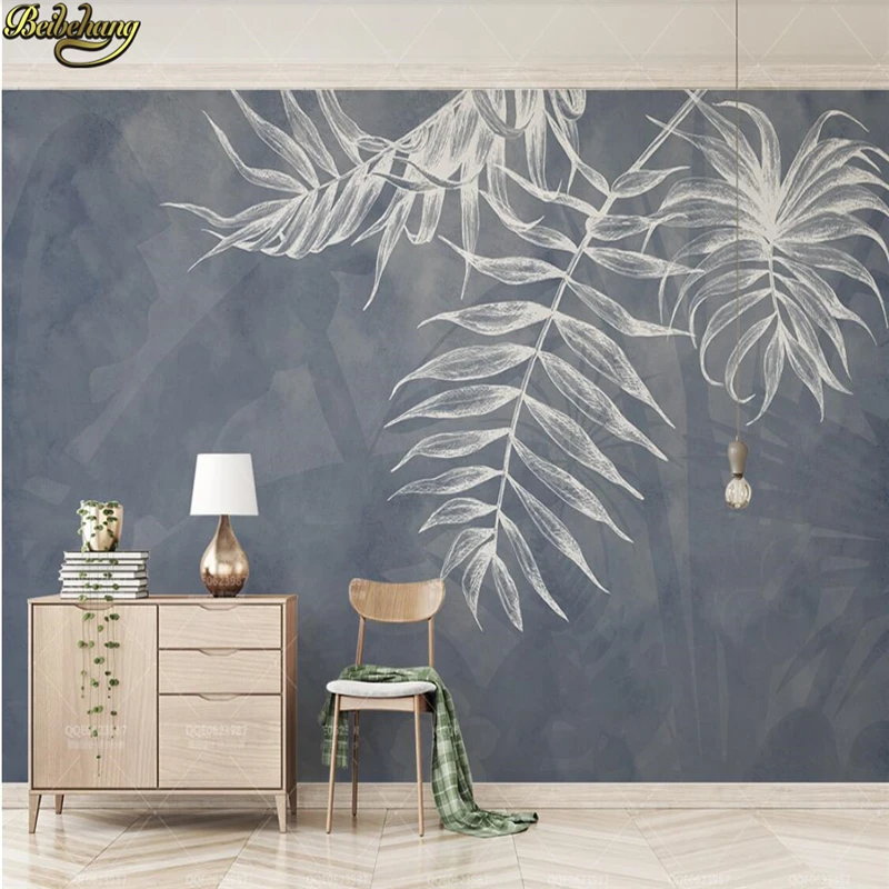 

beibehang Cement gray wall European leaves wallpaper mural 3d car wall wallpaper ktv bar restaurant TV background wall painting