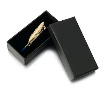 

100pcs/lot Black Rectangle Tie Clip Box Simple Design Tie Pins Bars Carrying Case Gift Boxes Cufflinks Packing Jewelry Package
