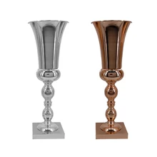 43 см большой потрясающий Серебристый Стальной Роскошная ваза для цветов урна цветочный горшок Свадебные украшения Декоративная скатерть квадратная база