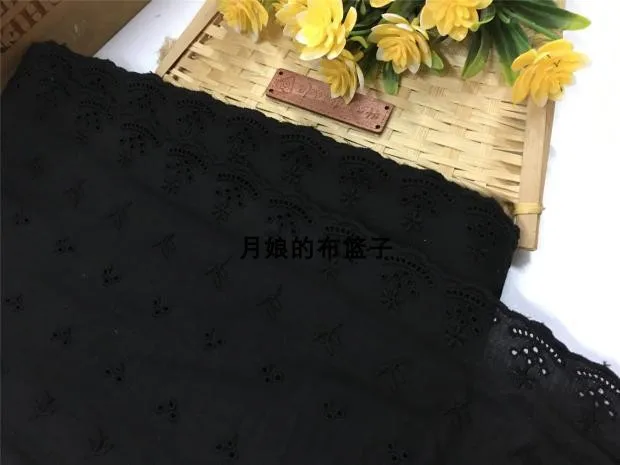 

DIY hand quilted cotton fabric lace black cotton double embroidery lace 17CM