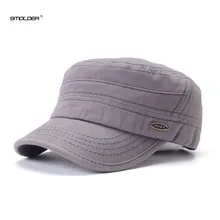 [SMOLDER] популярное Новое поступление мужские шляпы с плоским верхом Повседневная приталенная Военная кепка хлопок Твердые бейсболки шапки кепки для женщин