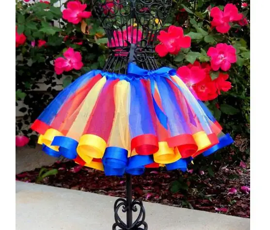 Разноцветная юбка-пачка для девочек, танцевальная юбка принцессы для девочек, детская бальная юбка Jupe Enfant, Детская кружевная трикотажная юбка, Beikinyuans