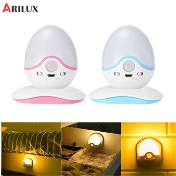 

ARILUX Night Light 360 Rotation PIR Motion Sensor Light Control Rechargeable Magnet Base LED Night Lamp for Cabinet Bedroom