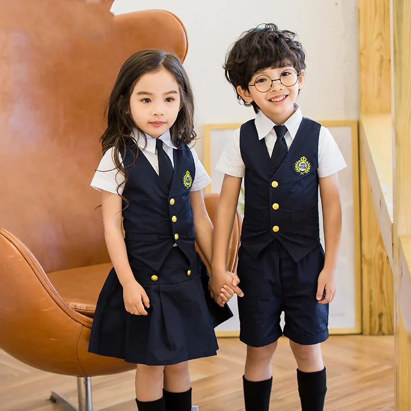 Детская одежда в корейском и японском стиле; формальная школьная форма в консервативном стиле для девочек и мальчиков; детская рубашка; юбка; брюки; одежда с галстуком; W50