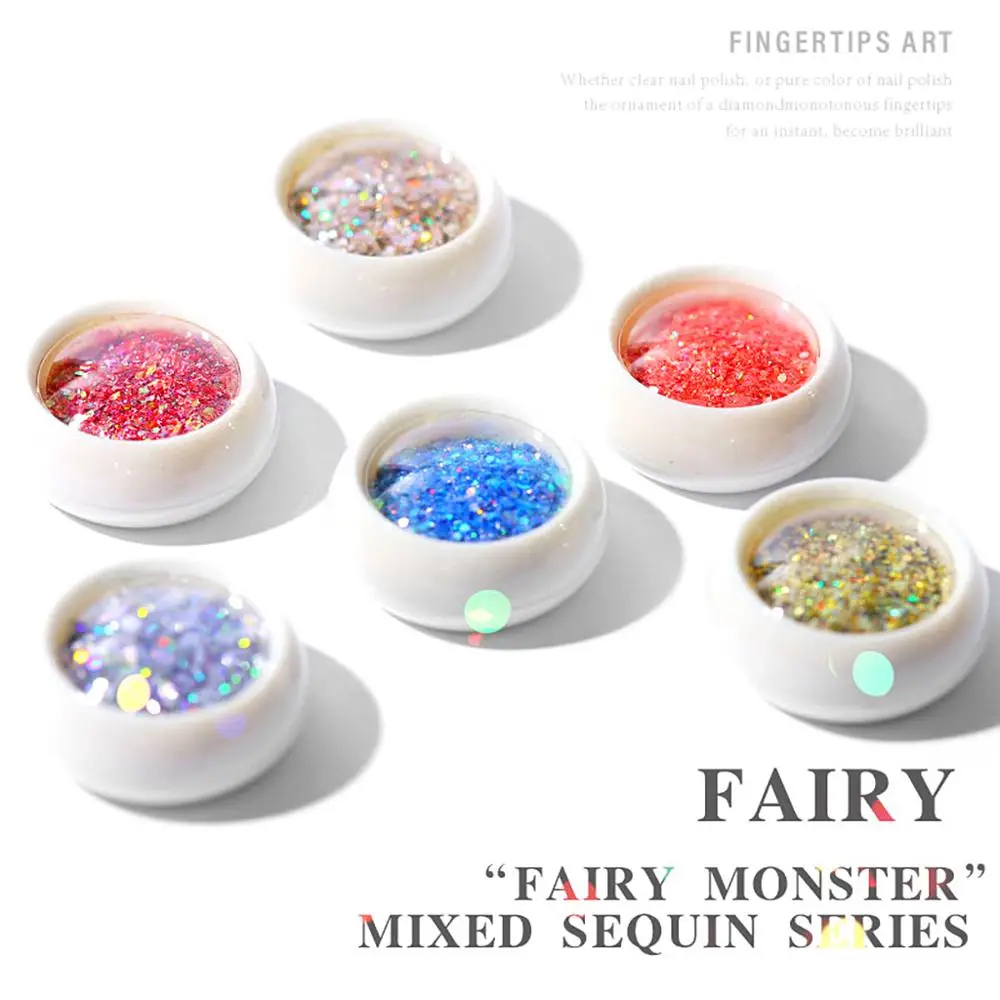

6 pcs/set Nail Art Mixing Glitter Sequins Laser Teardrop Eye Makeup Gradient Diamond Gold Silver Powder DIY Charm