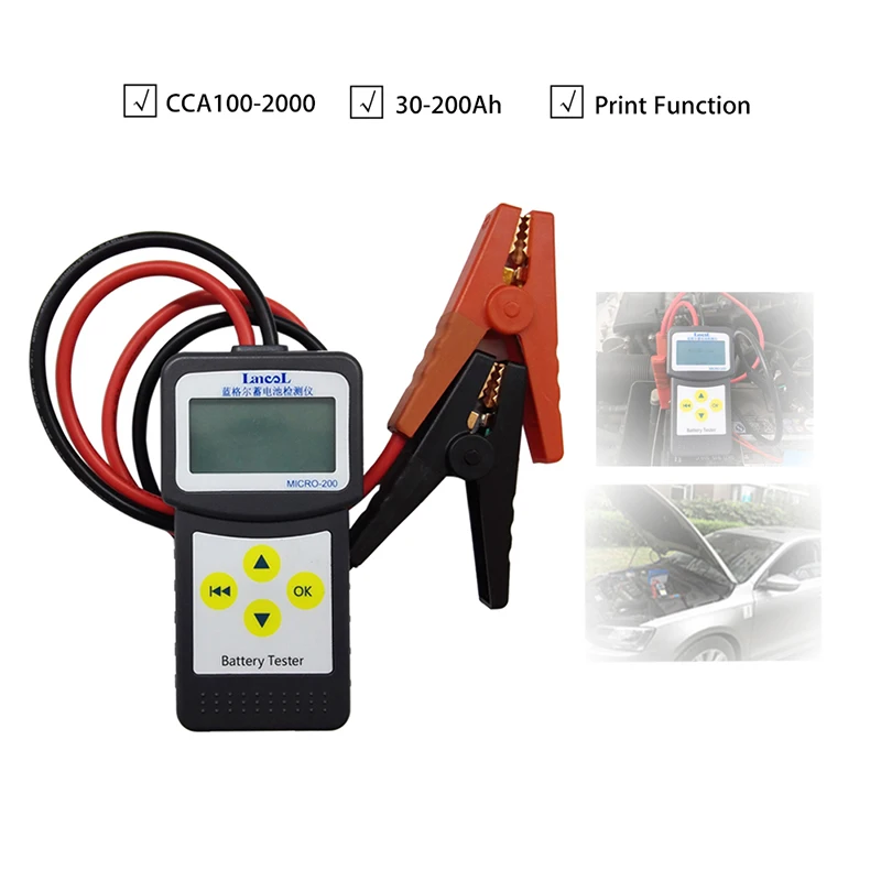 LANCOL MICRO-200 12V CCA Battery Analyzer Digital Automotive /Car Vehicle Battery Tester With USB for Printing Data 