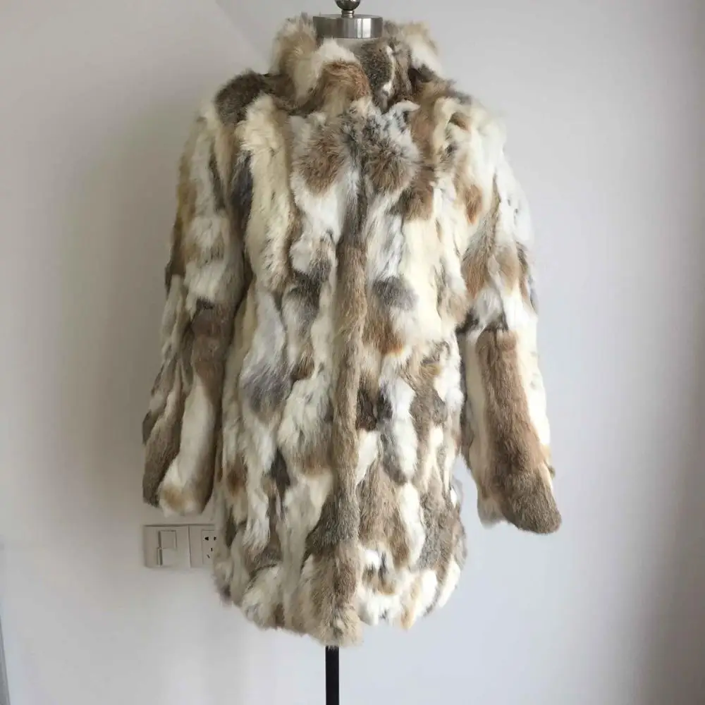 Модное пальто из натурального кроличьего меха, женская меховая куртка из натурального кроличьего меха, AH706 - Цвет: Yellowgrass