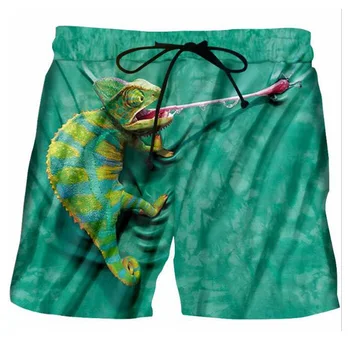 

3D Print Lizard Tongue Board Shorts Men Hipster Bermuda Beach Shorts Hiphop Pockets 2018 Summer Fashion Green Trousers Drop ship