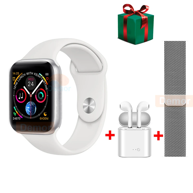 IWO 8, умные часы, серия 4, 44 мм, Bluetooth, умные часы для мужчин и женщин, гарнитура, металлический ремешок, подарки, iOS, iPhone, Android, телефон, Apple Watch - Цвет: Silver with Headset