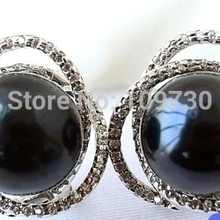 Ry00244 AAA++ 12 ММ ЧЕРНЫЙ КРУГЛЫЙ ПРЕСНОЙ воды искусственного ЖЕМЧУГА СЕРЬГИ